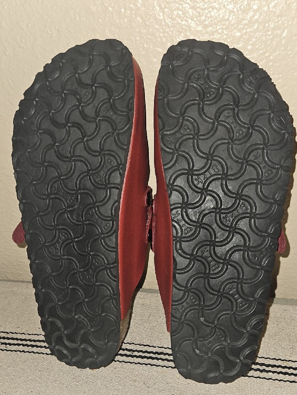 Birkenstock Women's Red Leather Birkis Boston Clogs - Picture 7 of 8